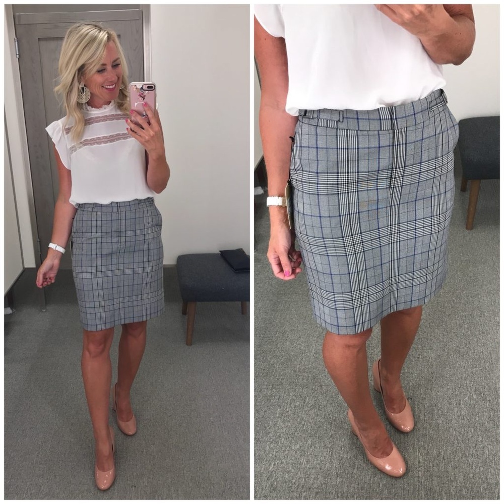 Halogen Plaid Business Skirt w Pockets, Size 4